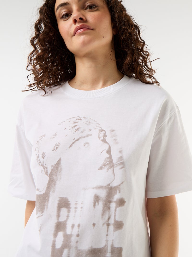 Oversized T-shirt Billie Ellish met korte mouwen Wit - Kiabi