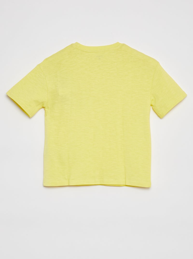 Oversized T-shirt effen T-shirt met zakje geel - Kiabi