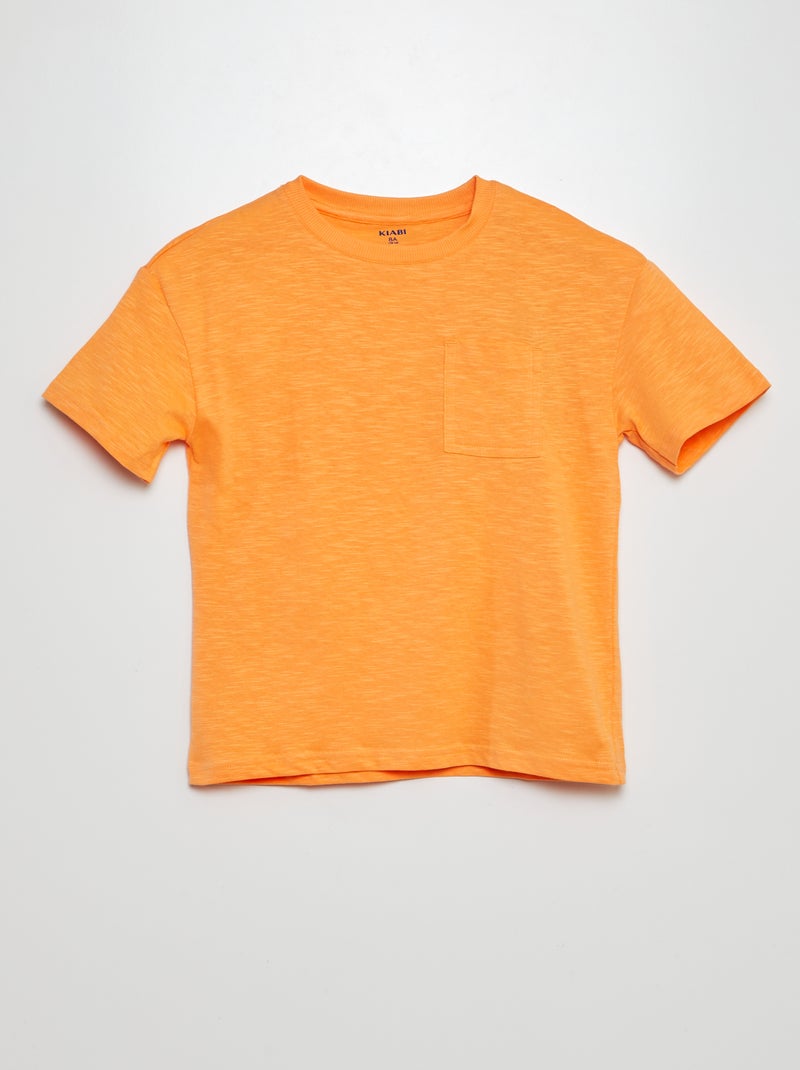 Oversized T-shirt effen T-shirt met zakje ORANJE - Kiabi