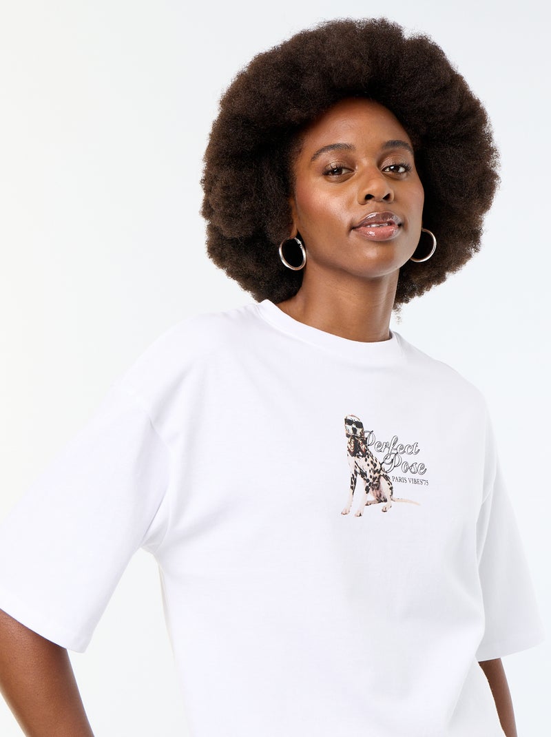 Oversized T-shirt met dalmatiërprint Wit - Kiabi