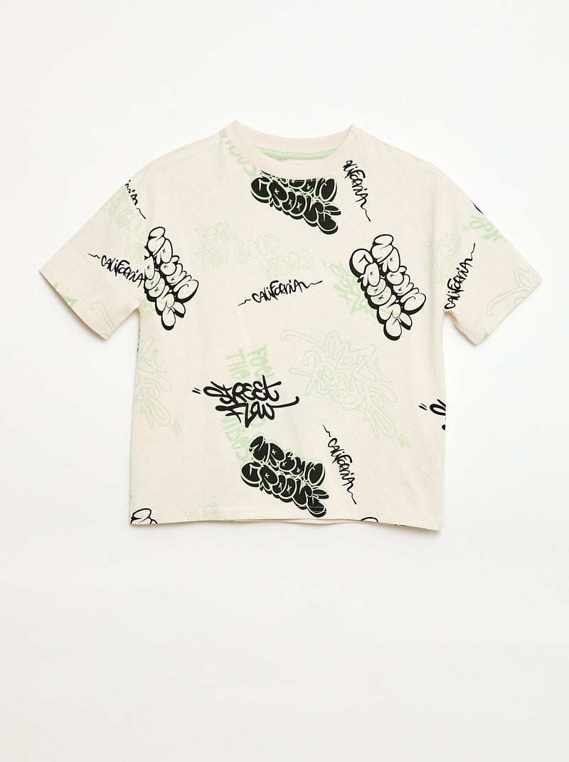 Oversized T-shirt met fantasieprint Wit - Kiabi