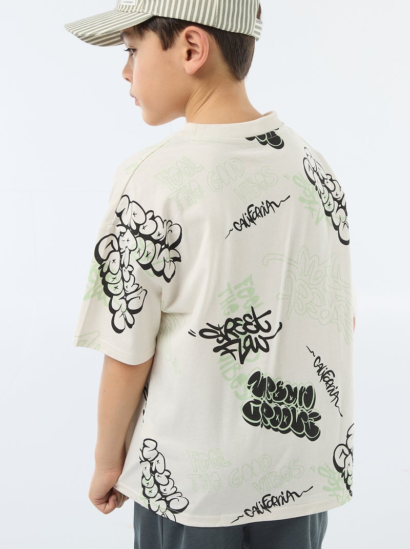 Oversized T-shirt met fantasieprint Wit - Kiabi