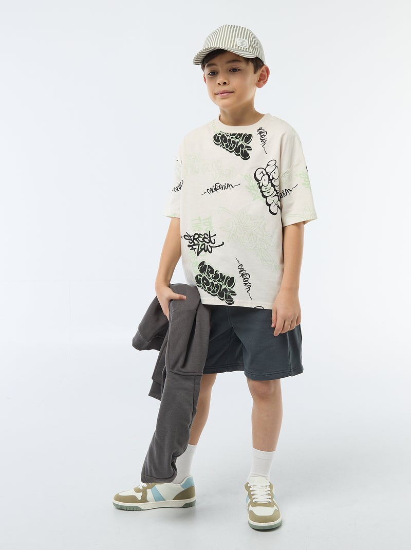 Oversized T-shirt met fantasieprint Wit - Kiabi