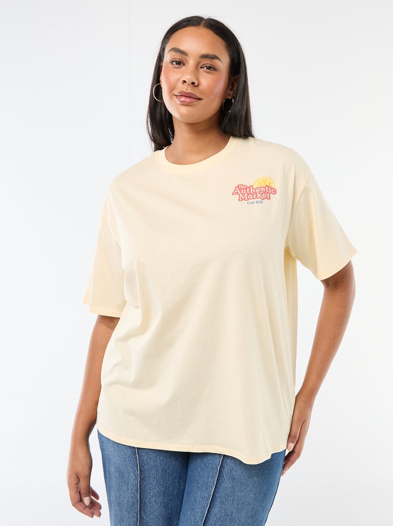 Oversized T-shirt met korte mouwen Geel - Kiabi