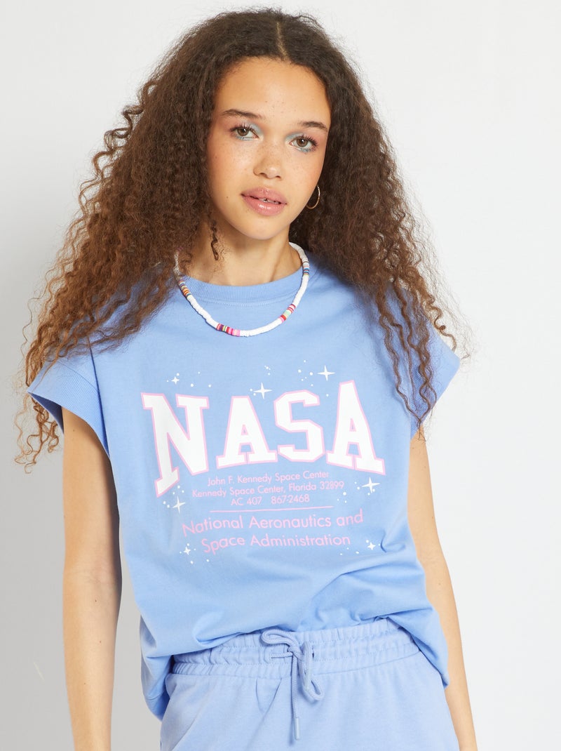 Oversized T-shirt met korte mouwen 'NASA' BLAUW - Kiabi