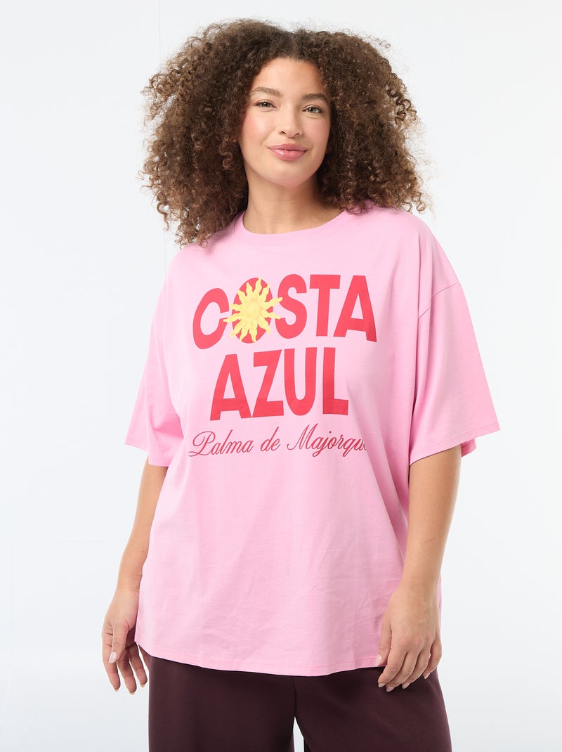 Oversized T-shirt met korte mouwen Rose - Kiabi