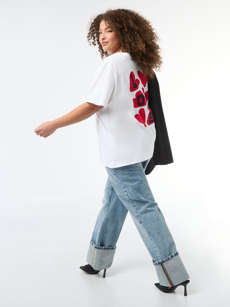 Oversized T-shirt met korte mouwen Wit - Kiabi