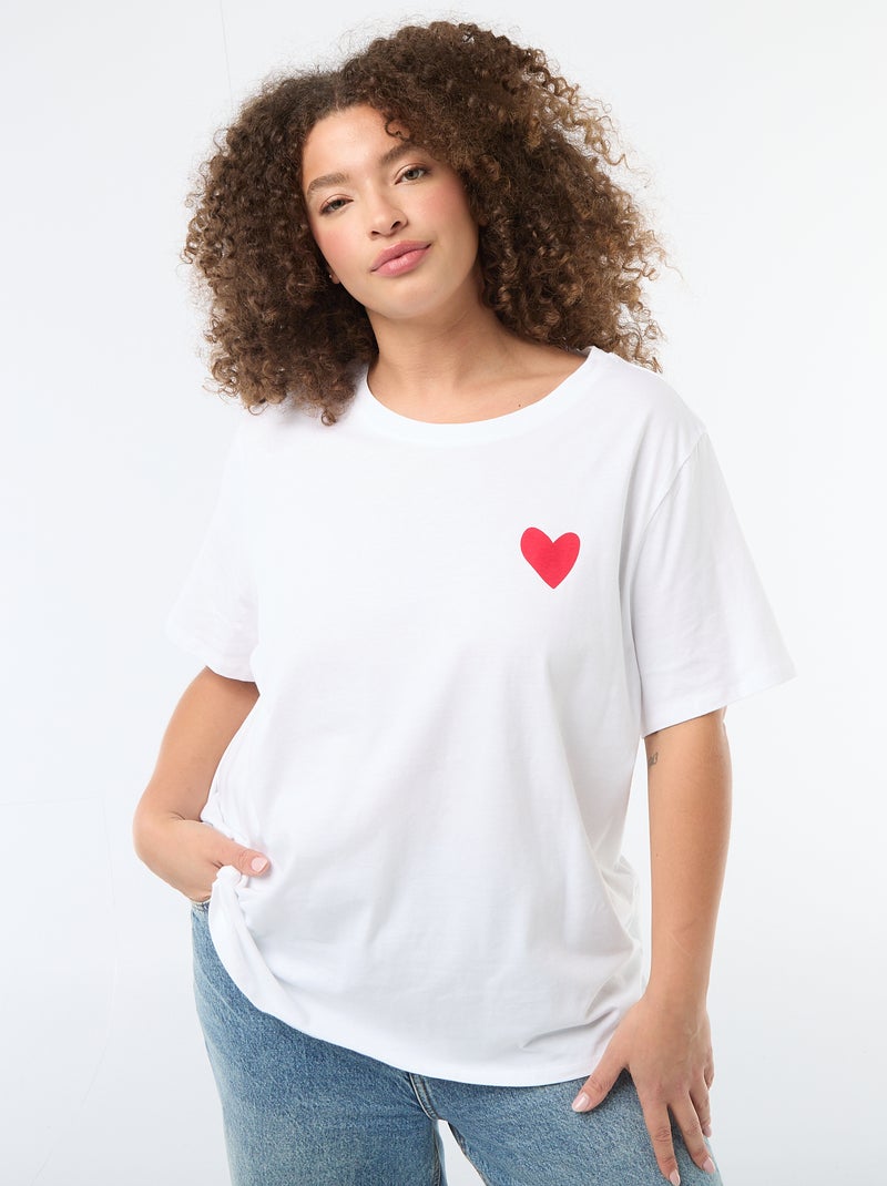 Oversized T-shirt met korte mouwen Wit - Kiabi
