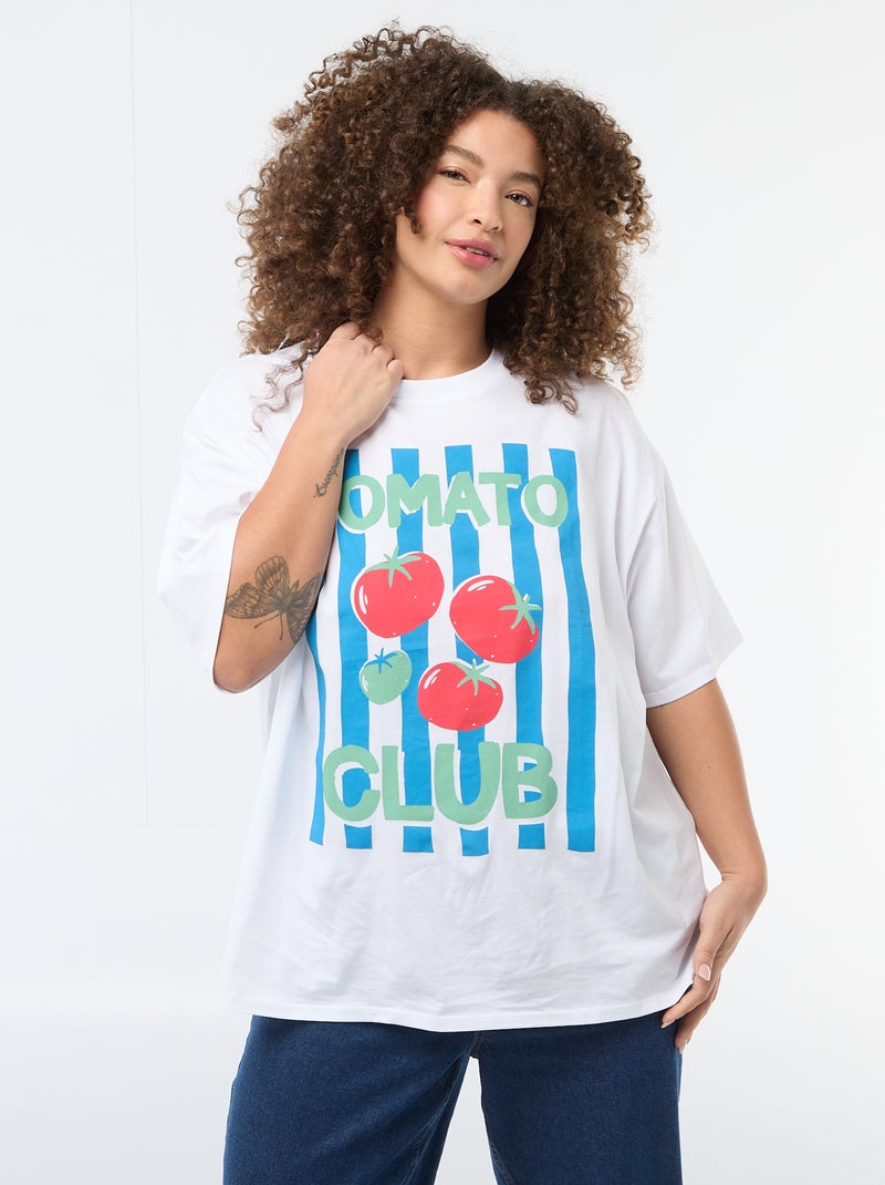 Oversized T-shirt met korte mouwen Wit - Kiabi