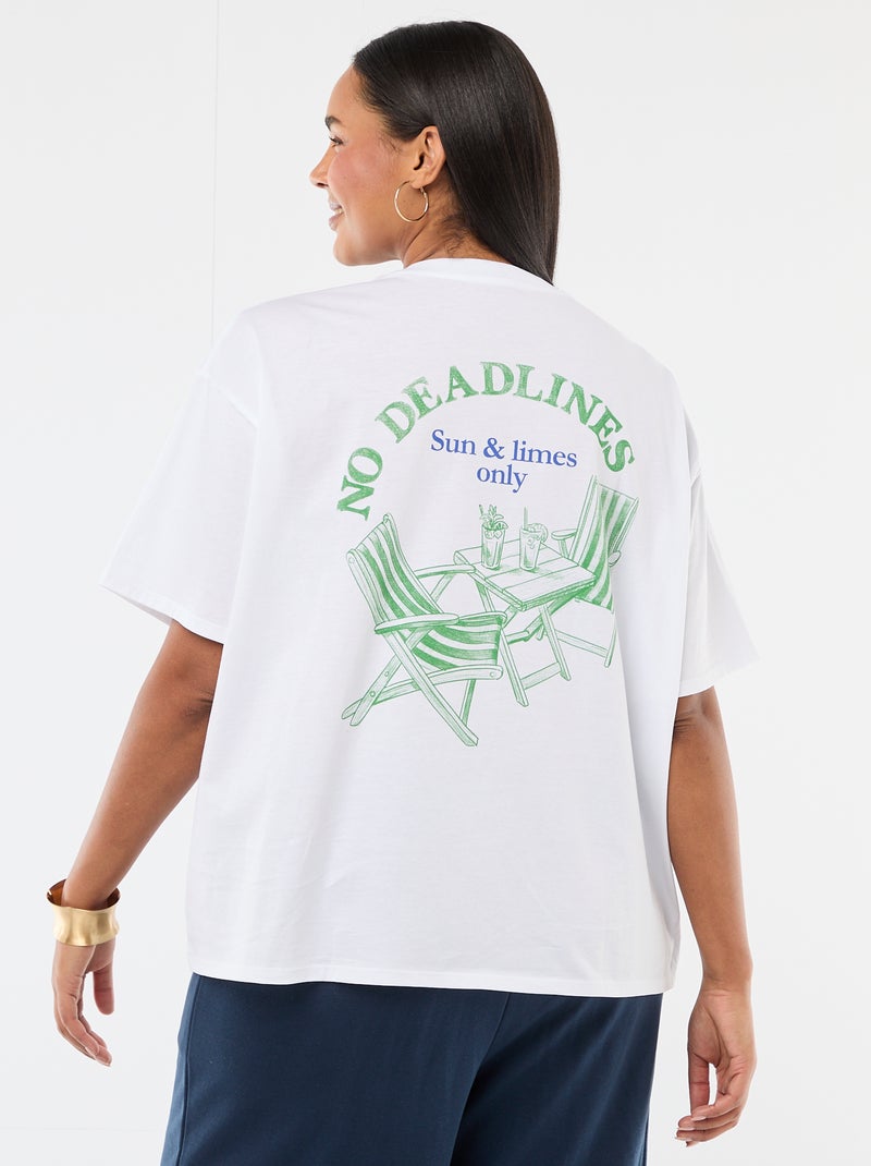 Oversized T-shirt met korte mouwen Wit - Kiabi