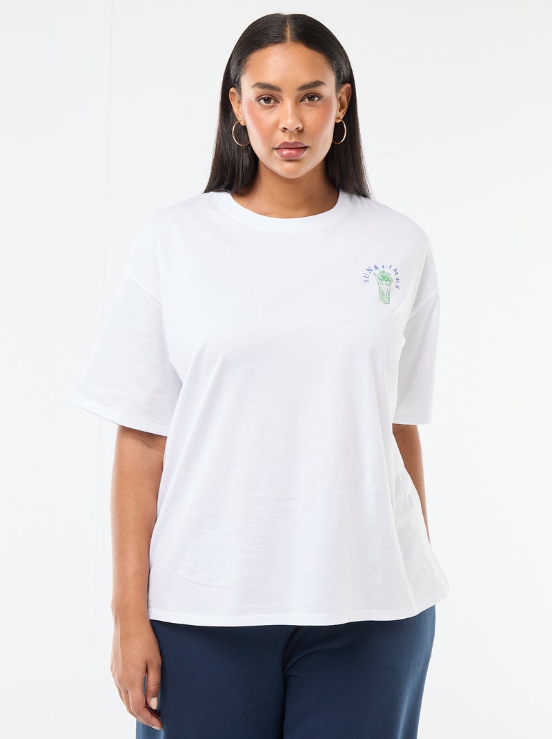 Oversized T-shirt met korte mouwen Wit - Kiabi