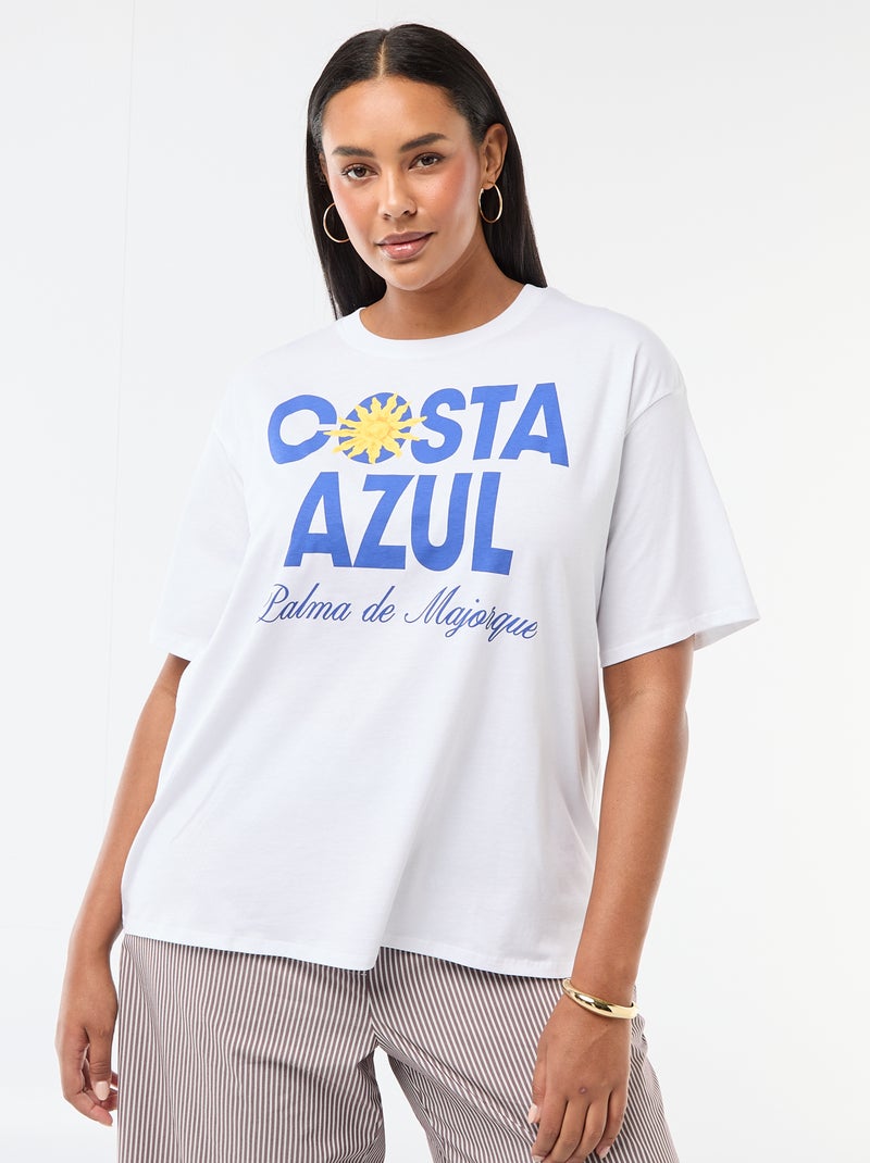 Oversized T-shirt met korte mouwen Wit - Kiabi