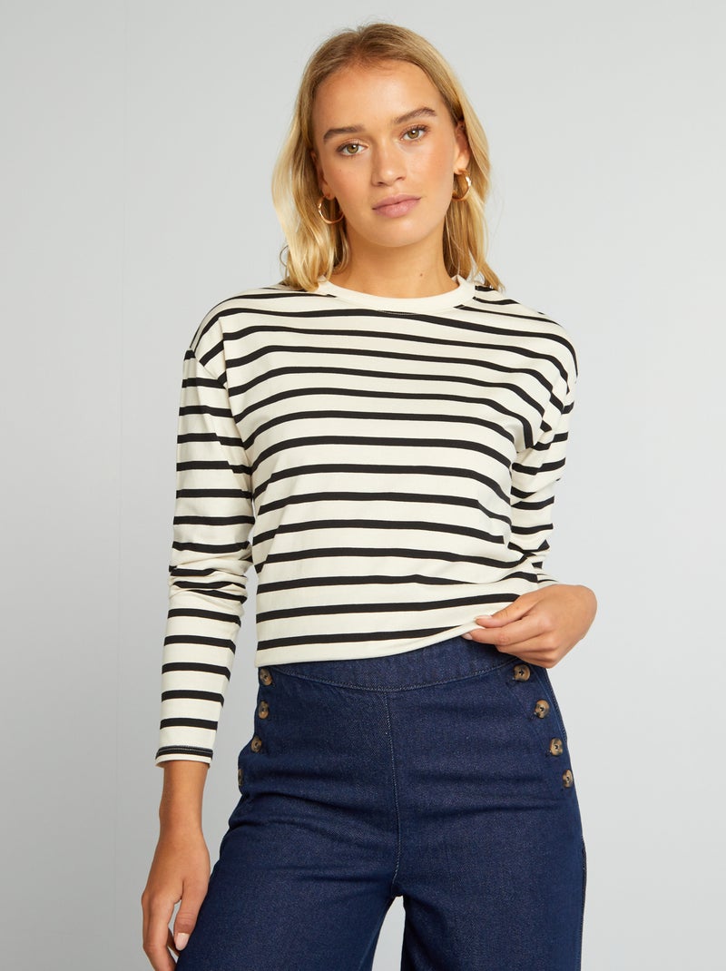Oversized T-shirt met lange mouw WIT - Kiabi