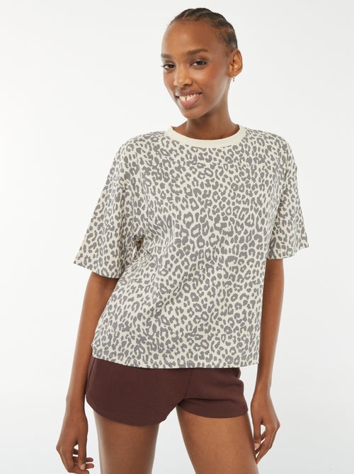Oversized T-shirt met luipaardprint - Kiabi