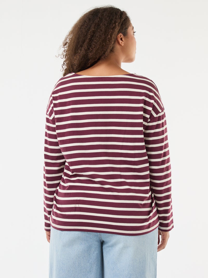 Oversized T-shirt met matrozenstreepjes Rood - Kiabi