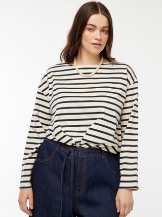 Oversized T-shirt met matrozenstreepjes