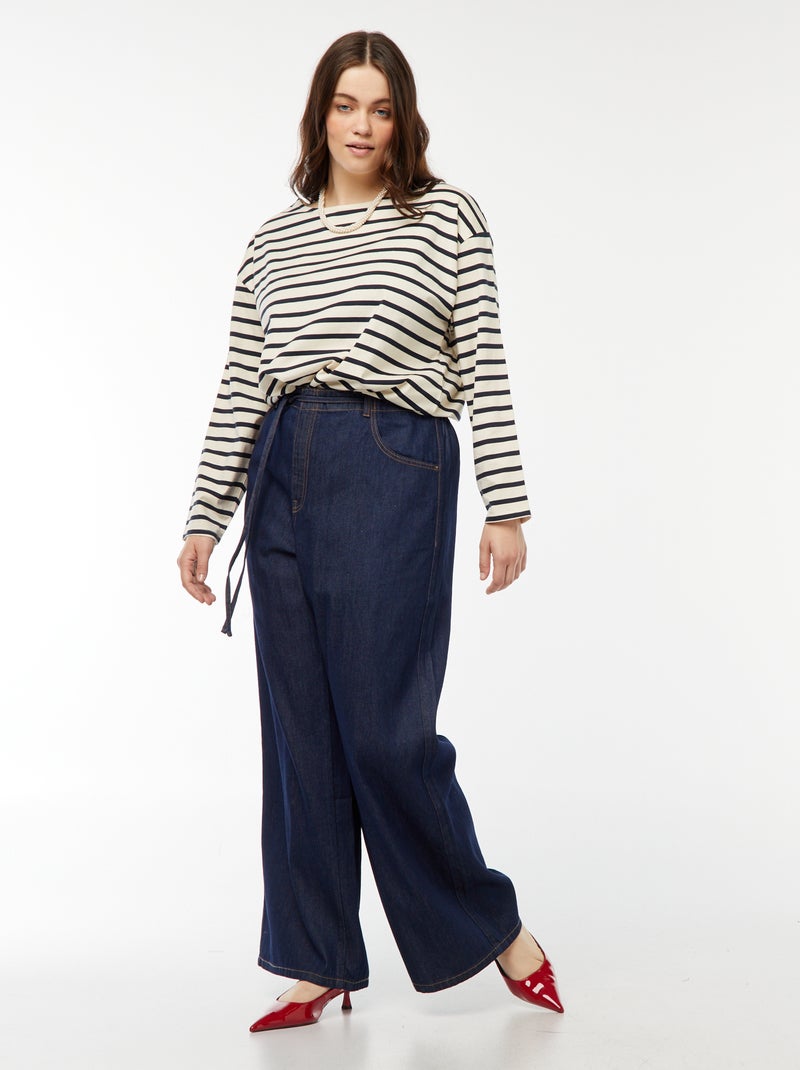 Oversized T-shirt met matrozenstreepjes Wit - Kiabi