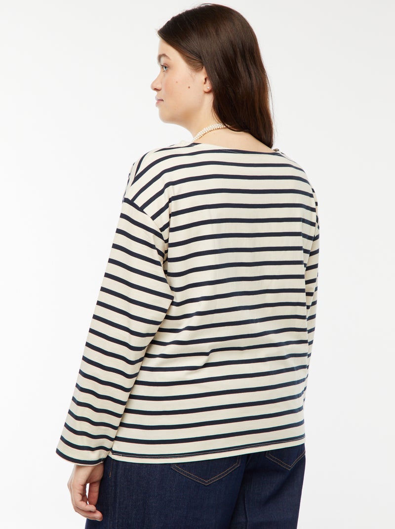 Oversized T-shirt met matrozenstreepjes Wit - Kiabi