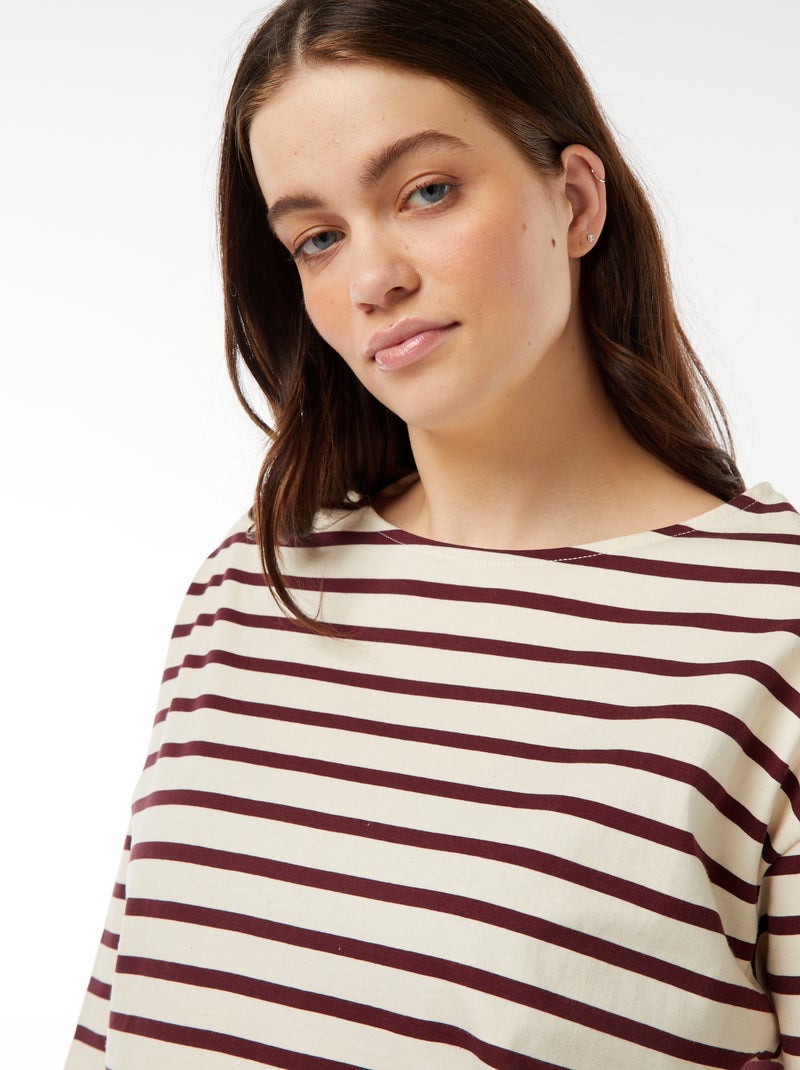 Oversized T-shirt met matrozenstreepjes Wit - Kiabi