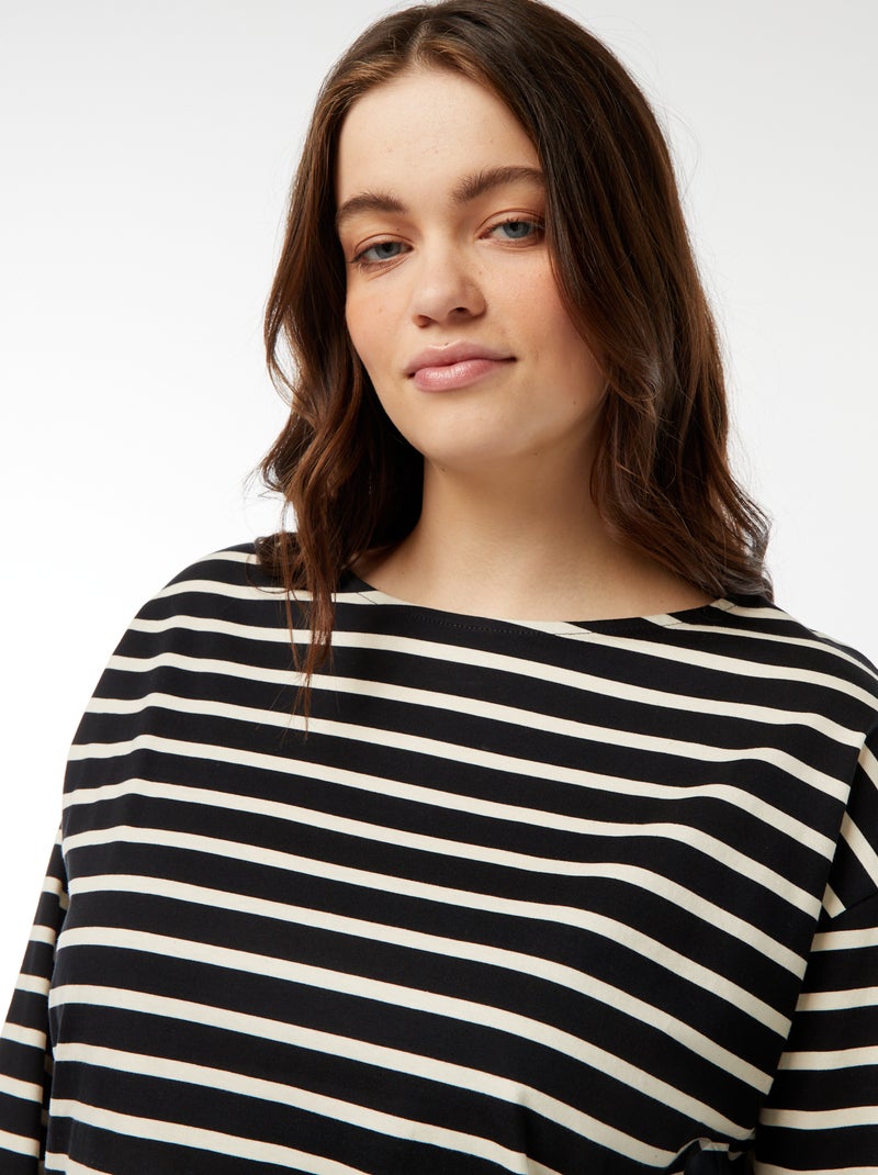 Oversized T-shirt met matrozenstreepjes Zwart - Kiabi