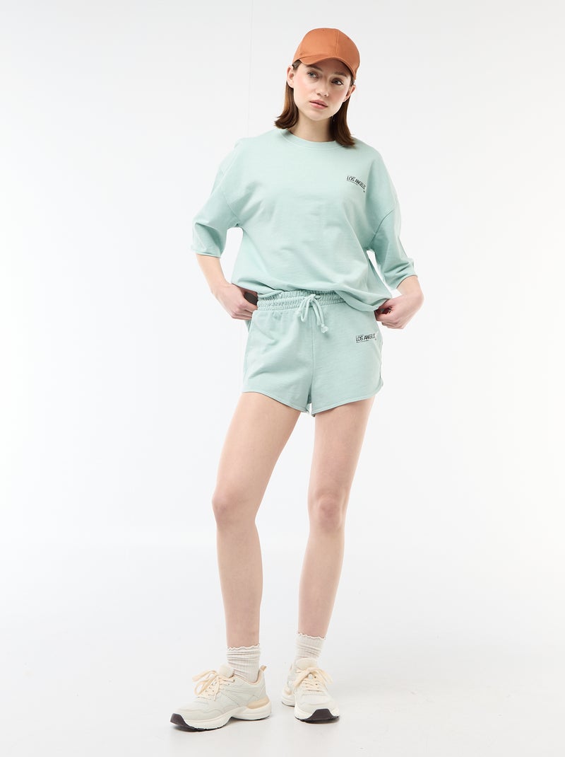 Oversized T-shirt met opschrift Blauw - Kiabi