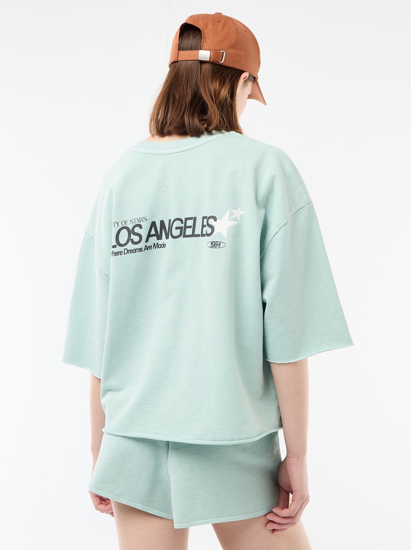 Oversized T-shirt met opschrift Blauw - Kiabi