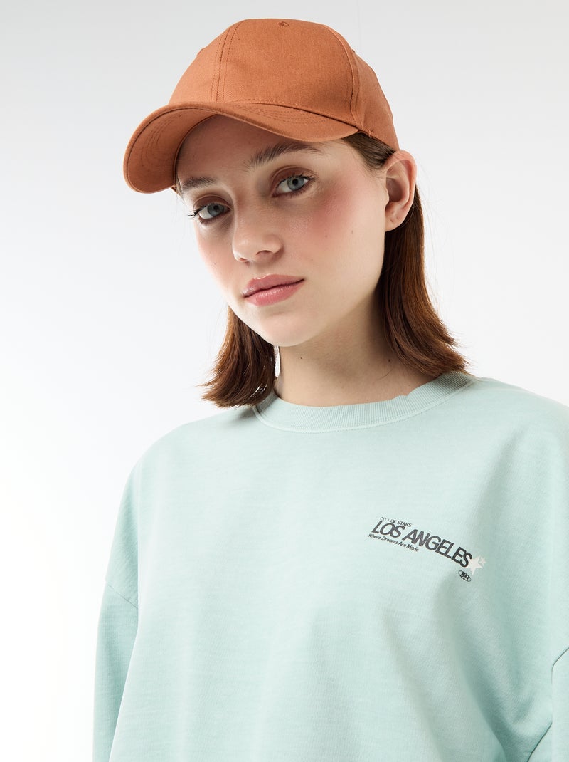 Oversized T-shirt met opschrift Blauw - Kiabi