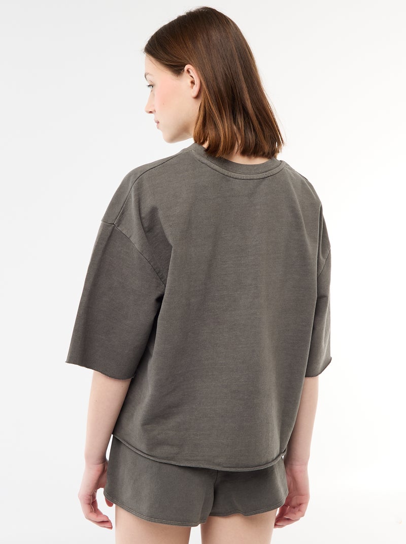 Oversized T-shirt met opschrift Grijs - Kiabi