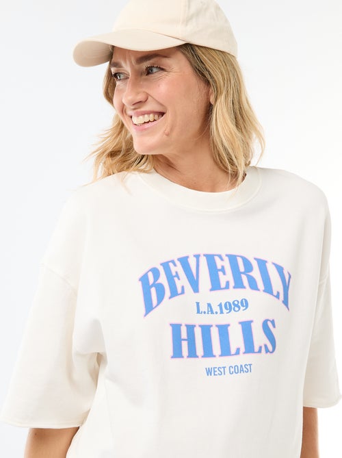 Oversized T-shirt met print en korte mouwen - Kiabi