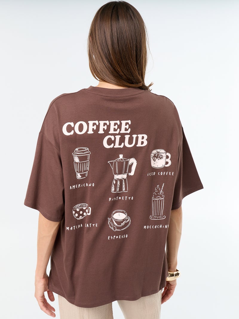 Oversized T-shirt met print op de rug Bruin - Kiabi