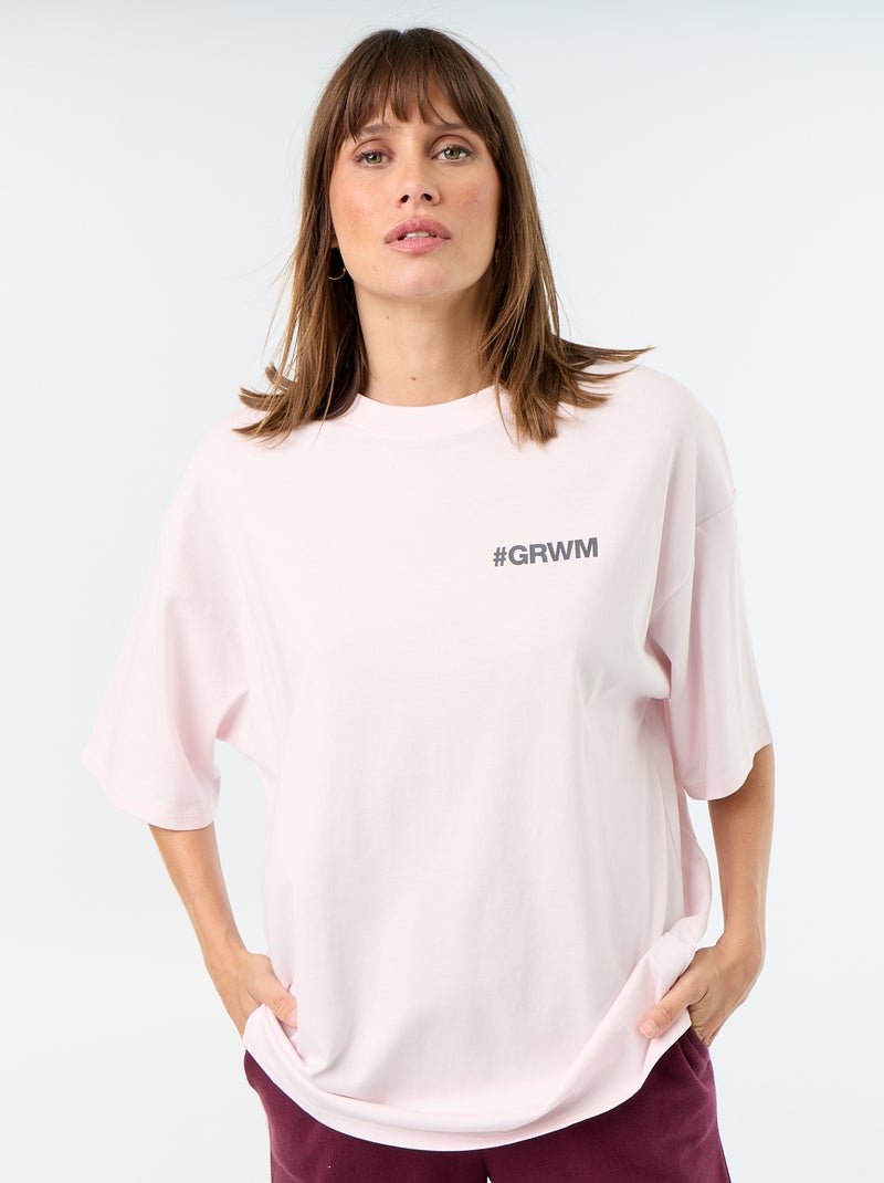 Oversized T-shirt met print op de rug Rose - Kiabi
