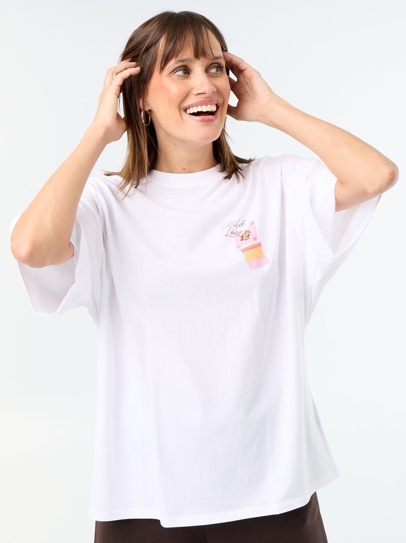 Oversized T-shirt met print op de rug Wit - Kiabi