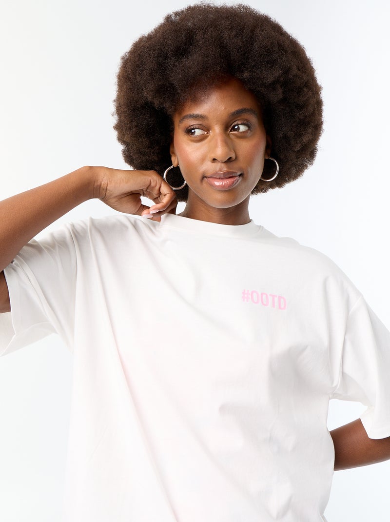 Oversized T-shirt met print op de rug Wit - Kiabi