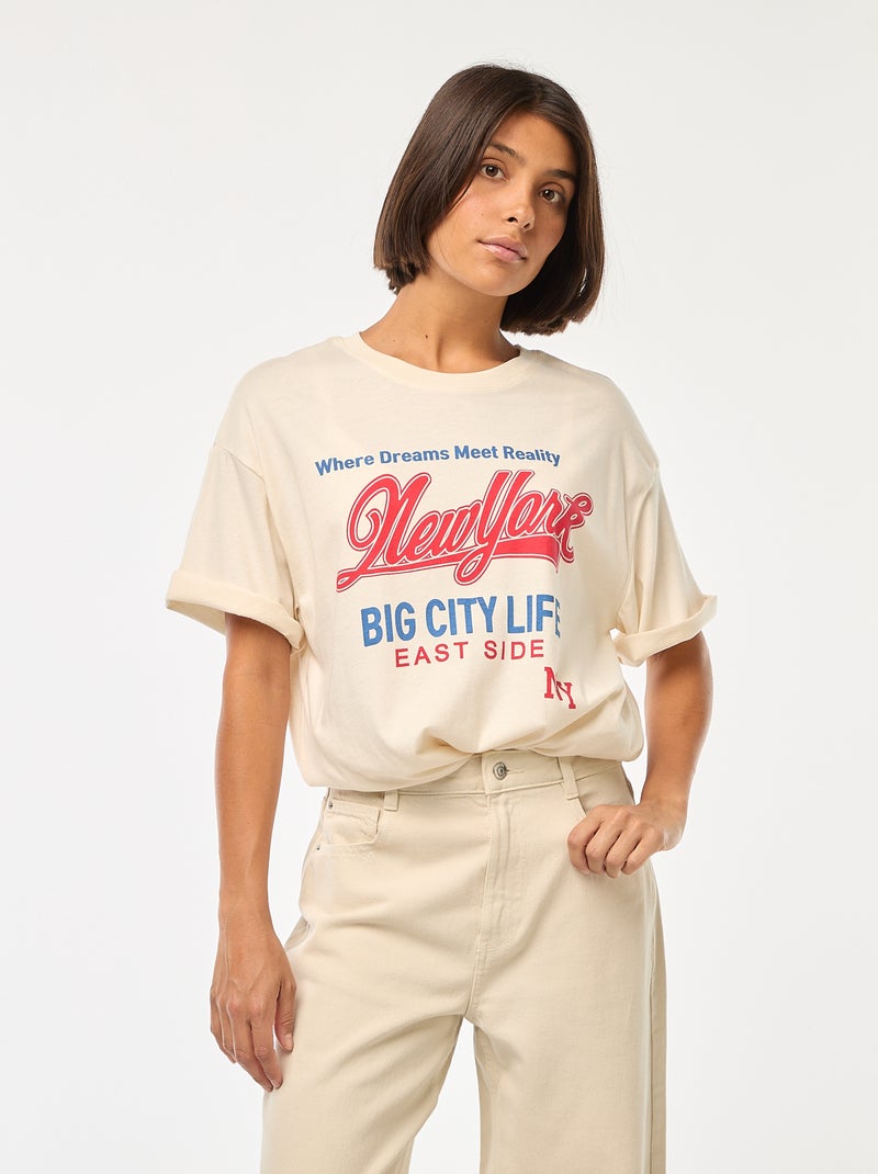 Oversized T-shirt met print Wit - Kiabi
