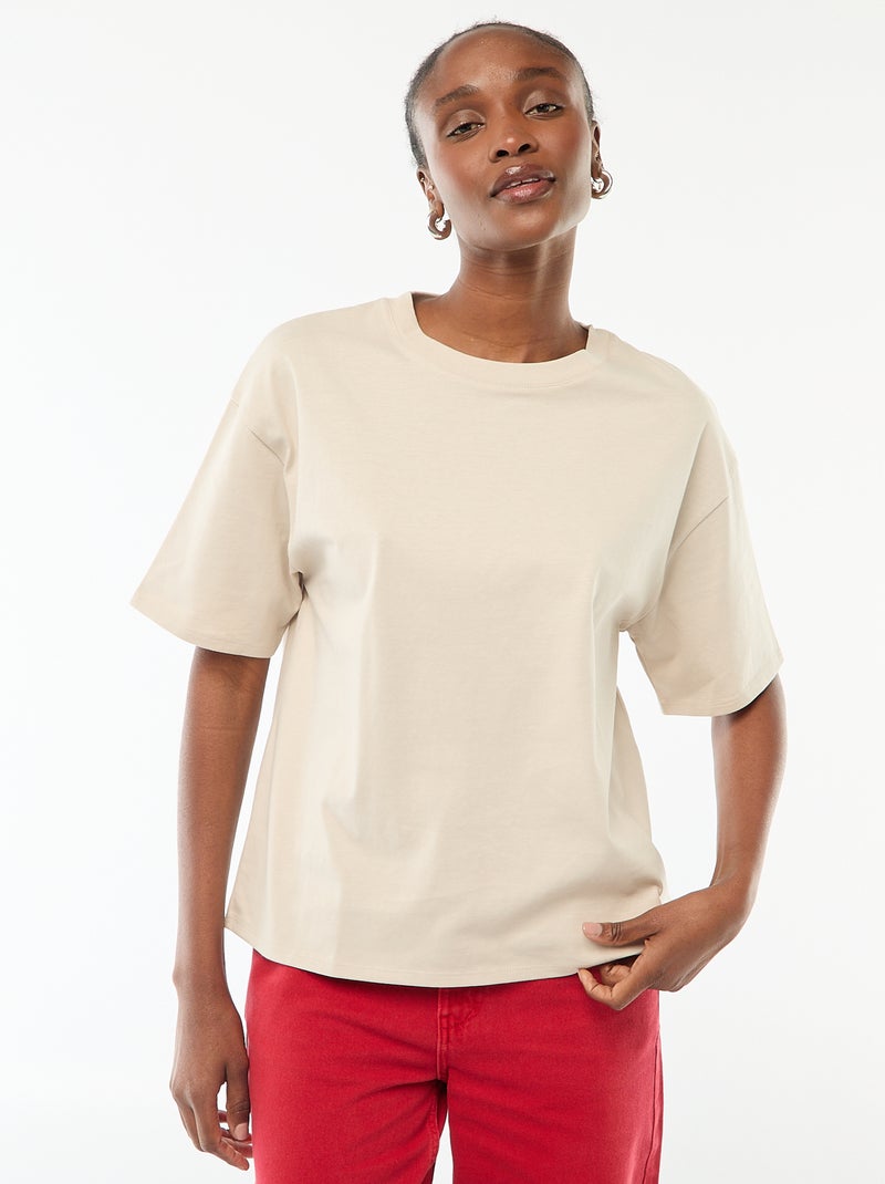 Oversized T-shirt met ronde hals Biege - Kiabi