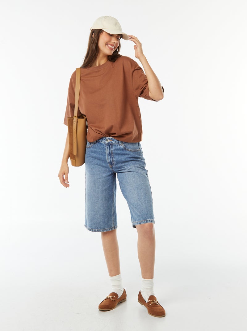 Oversized T-shirt met ronde hals Bruin - Kiabi
