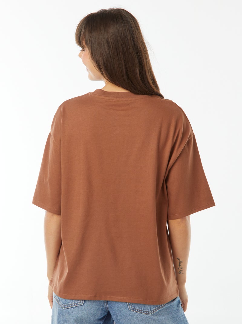 Oversized T-shirt met ronde hals Bruin - Kiabi