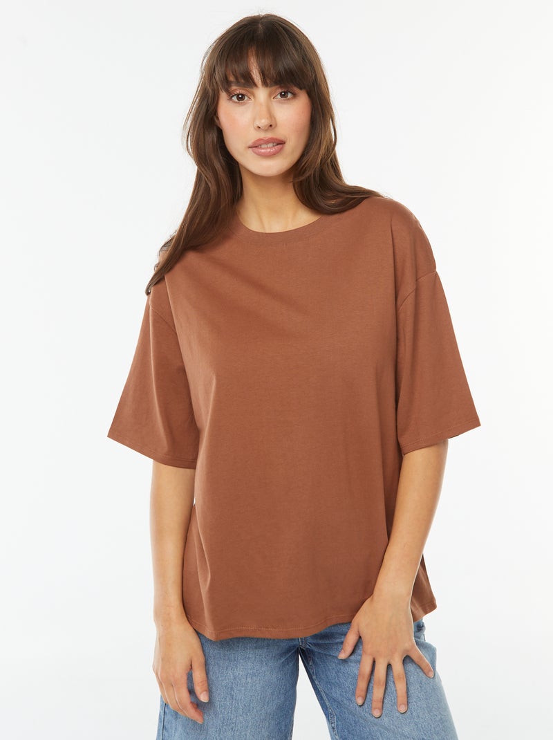 Oversized T-shirt met ronde hals Bruin - Kiabi
