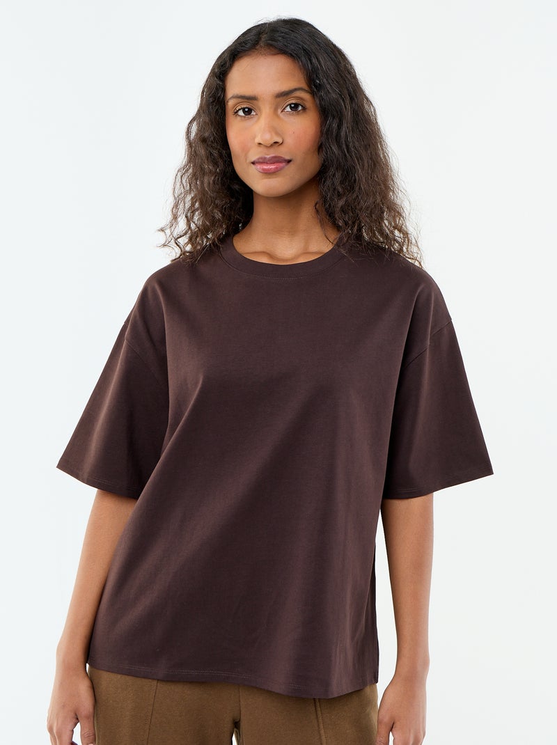 Oversized T-shirt met ronde hals Bruin - Kiabi