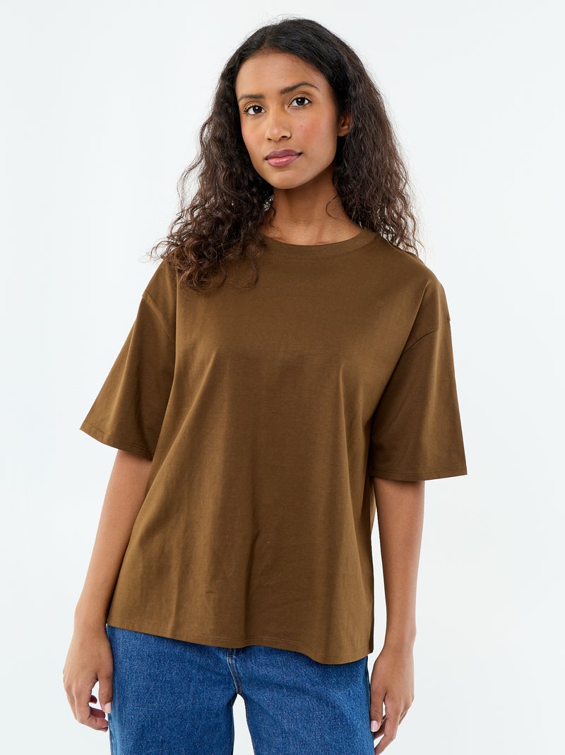 Oversized T-shirt met ronde hals Bruin - Kiabi