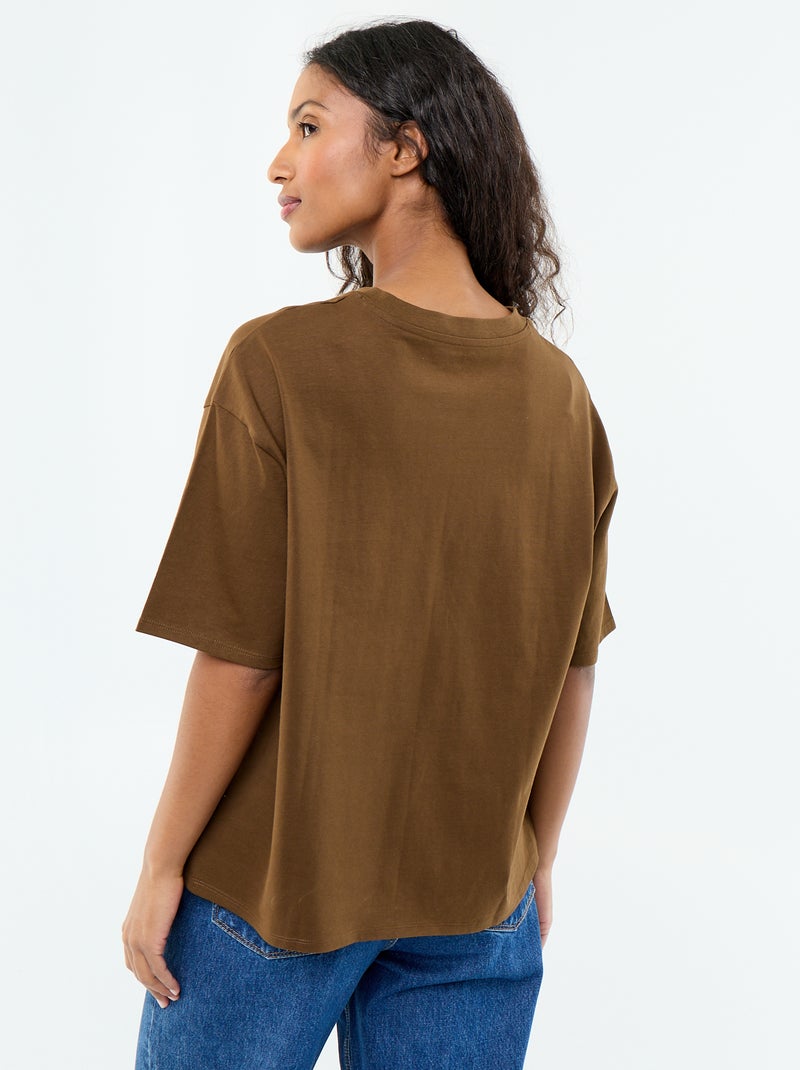 Oversized T-shirt met ronde hals Bruin - Kiabi