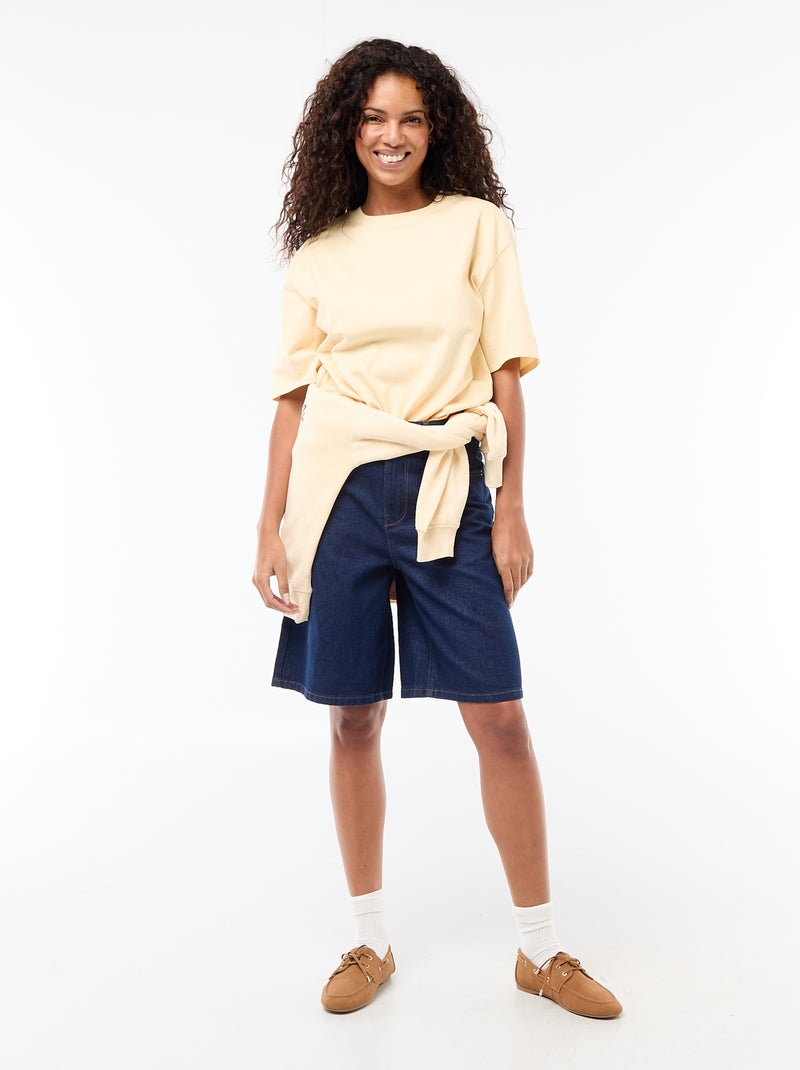 Oversized T-shirt met ronde hals Geel - Kiabi
