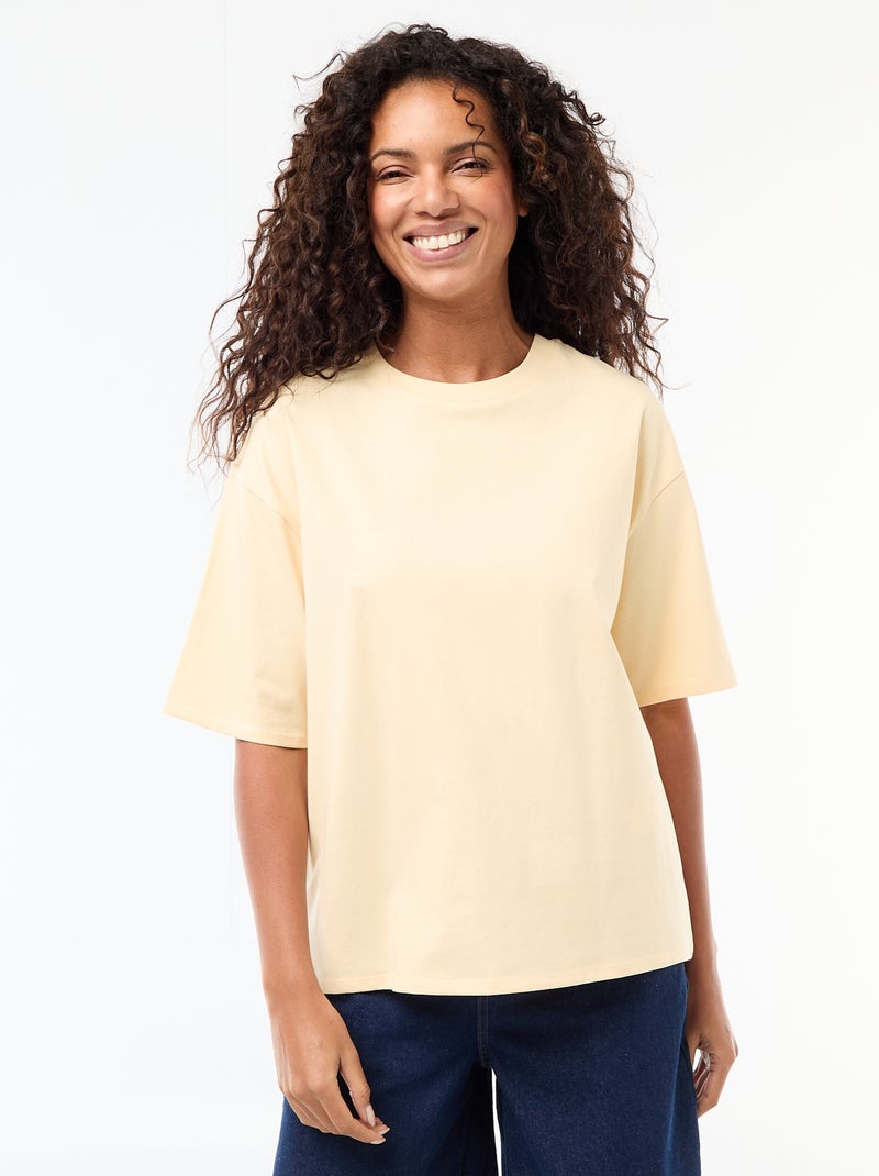 Oversized T-shirt met ronde hals Geel - Kiabi