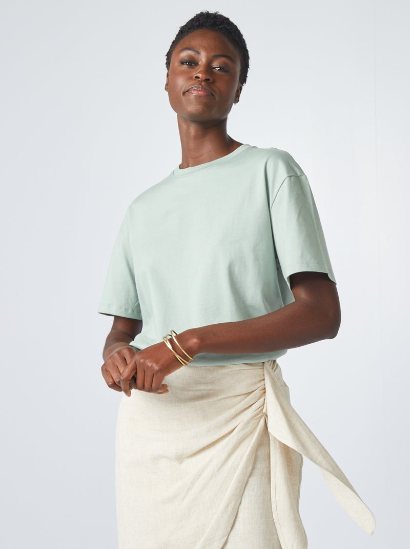 Oversized T-shirt met ronde hals GROEN - Kiabi