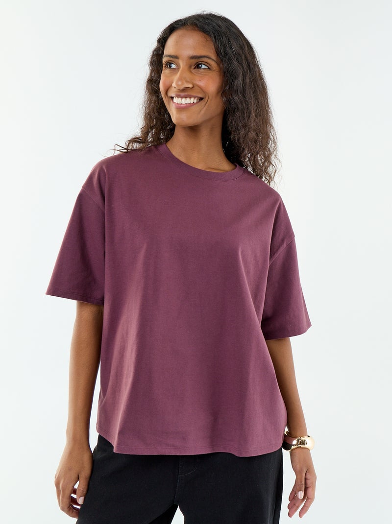 Oversized T-shirt met ronde hals Paars - Kiabi