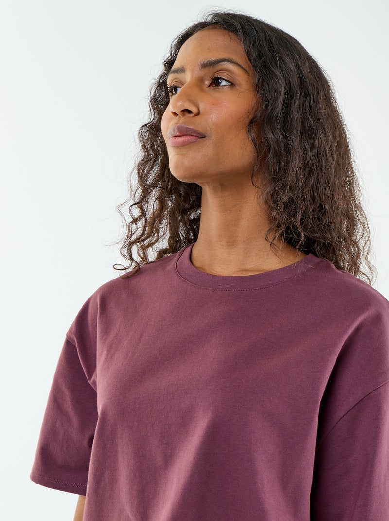 Oversized T-shirt met ronde hals Paars - Kiabi