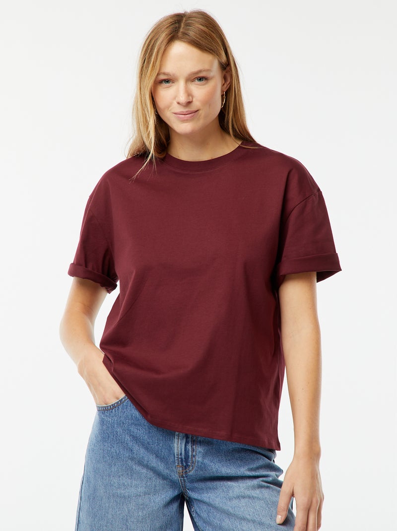 Oversized T-shirt met ronde hals Rood - Kiabi