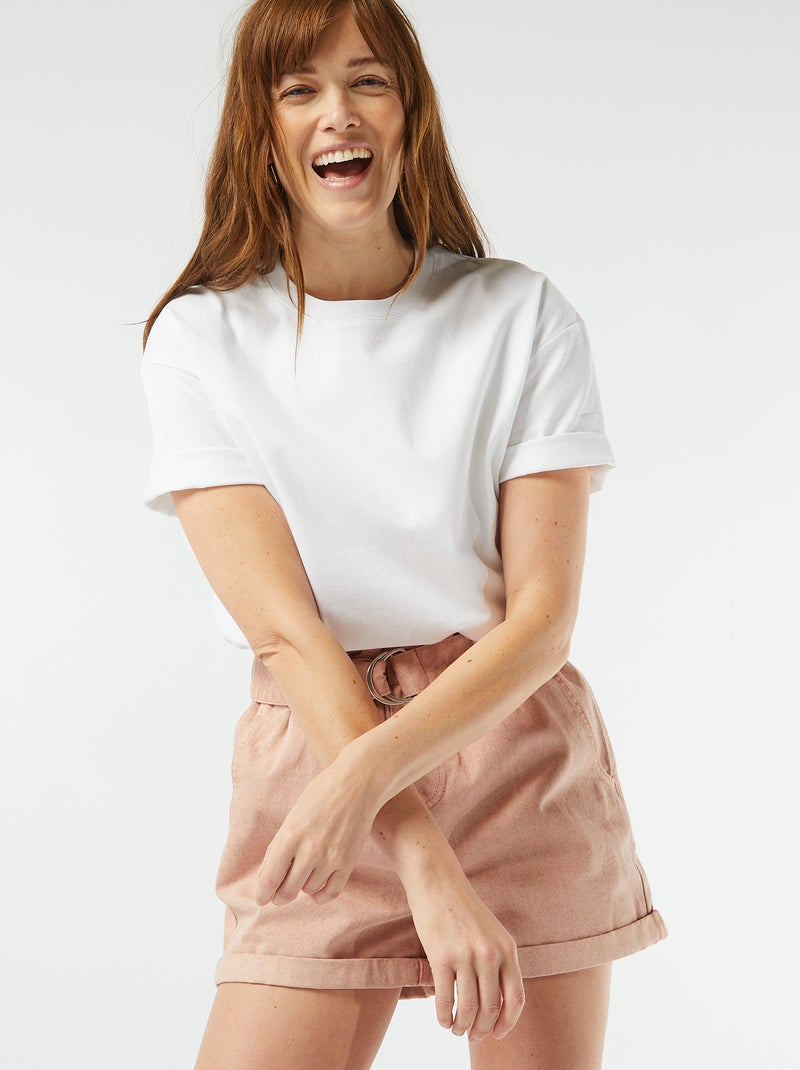 Oversized T-shirt met ronde hals wit - Kiabi
