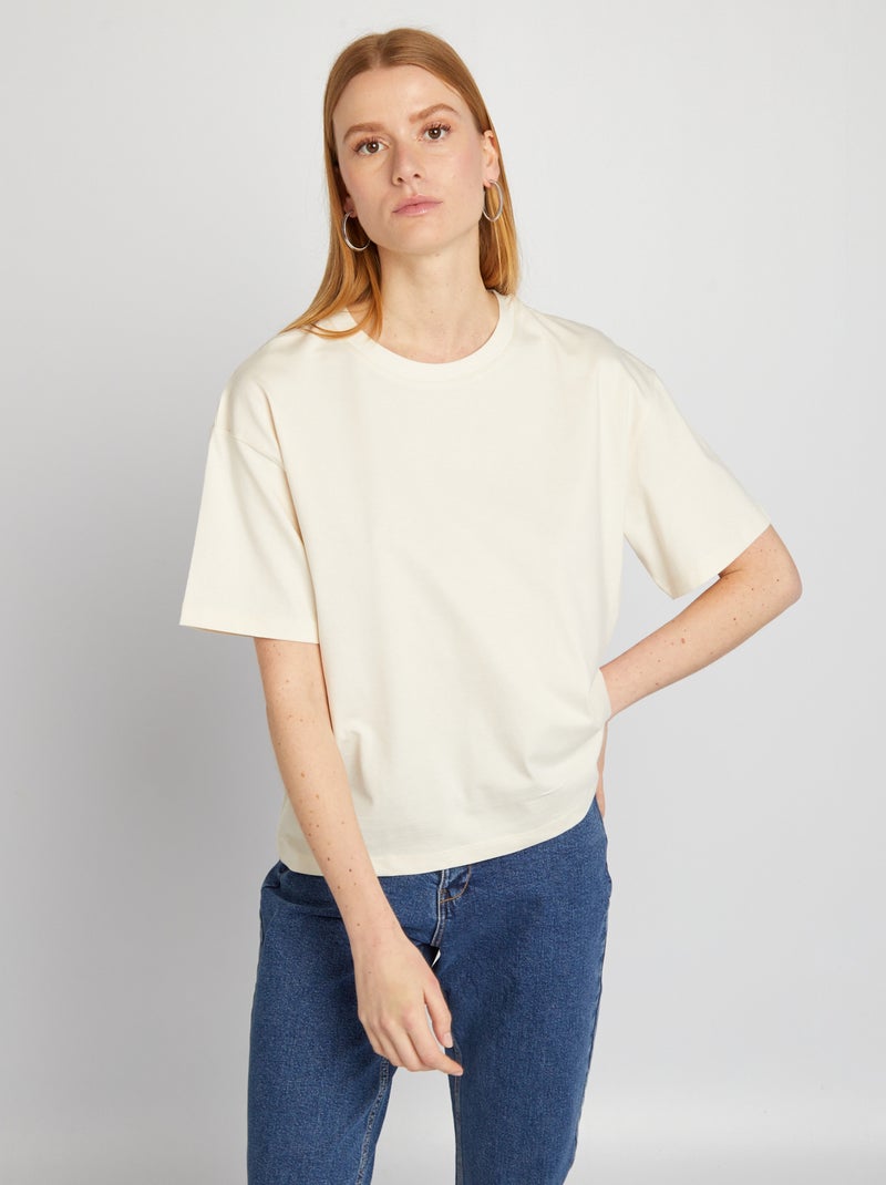 Oversized T-shirt met ronde hals WIT - Kiabi
