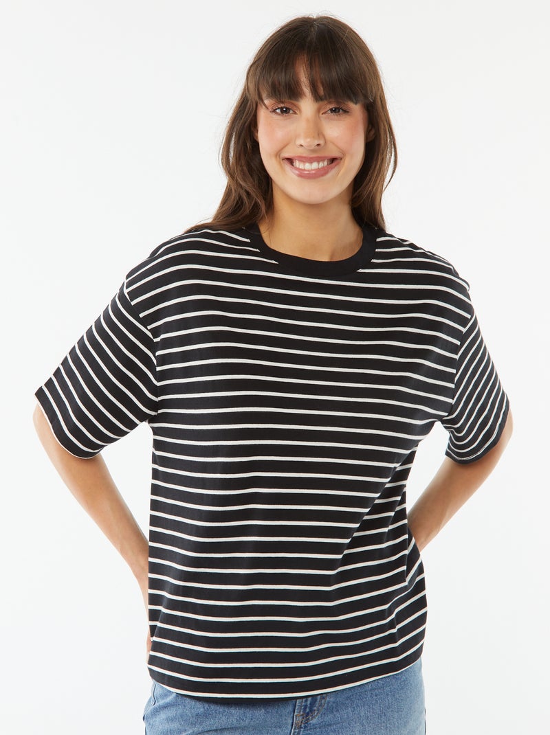 Oversized T-shirt met ronde hals Zwart - Kiabi